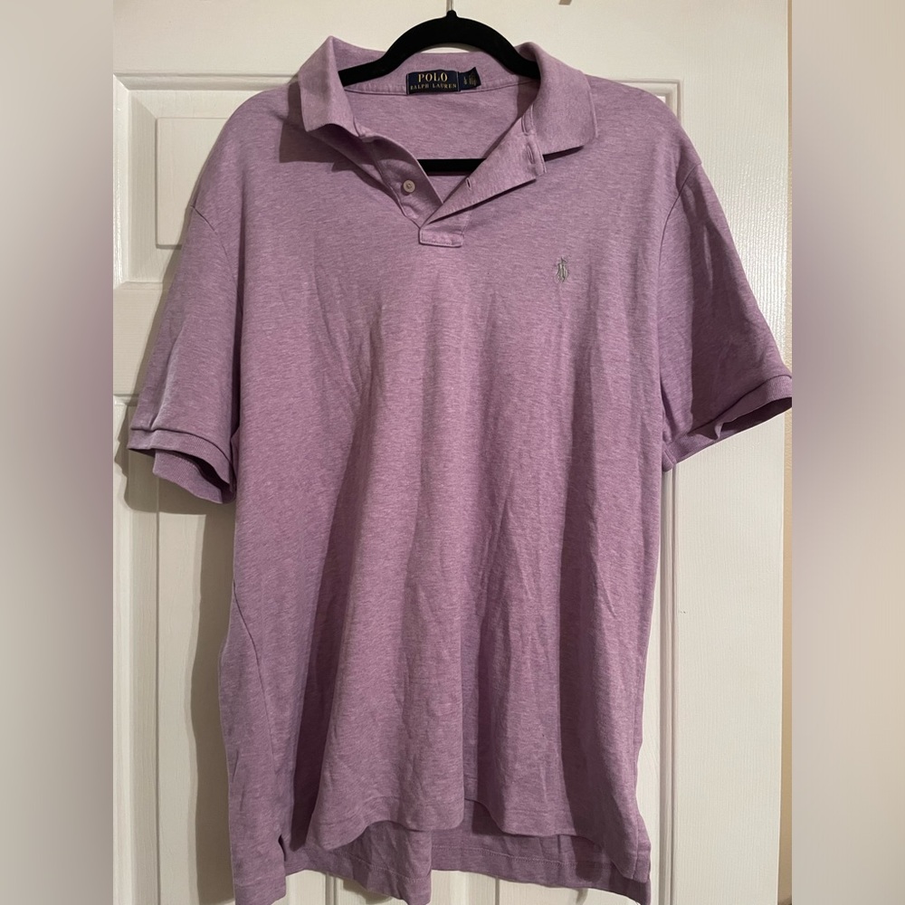 Lavender Polo with gray logo - large